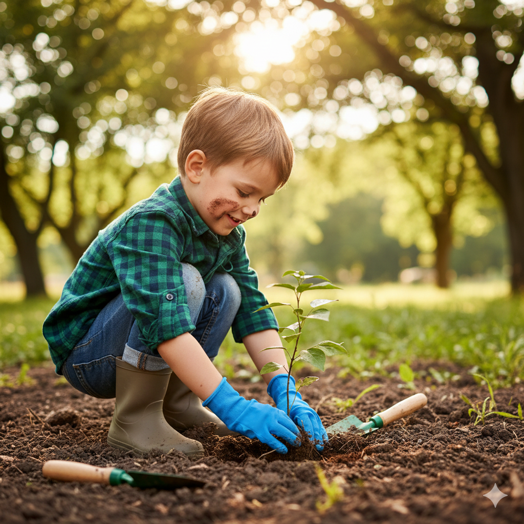 Child planting a tree